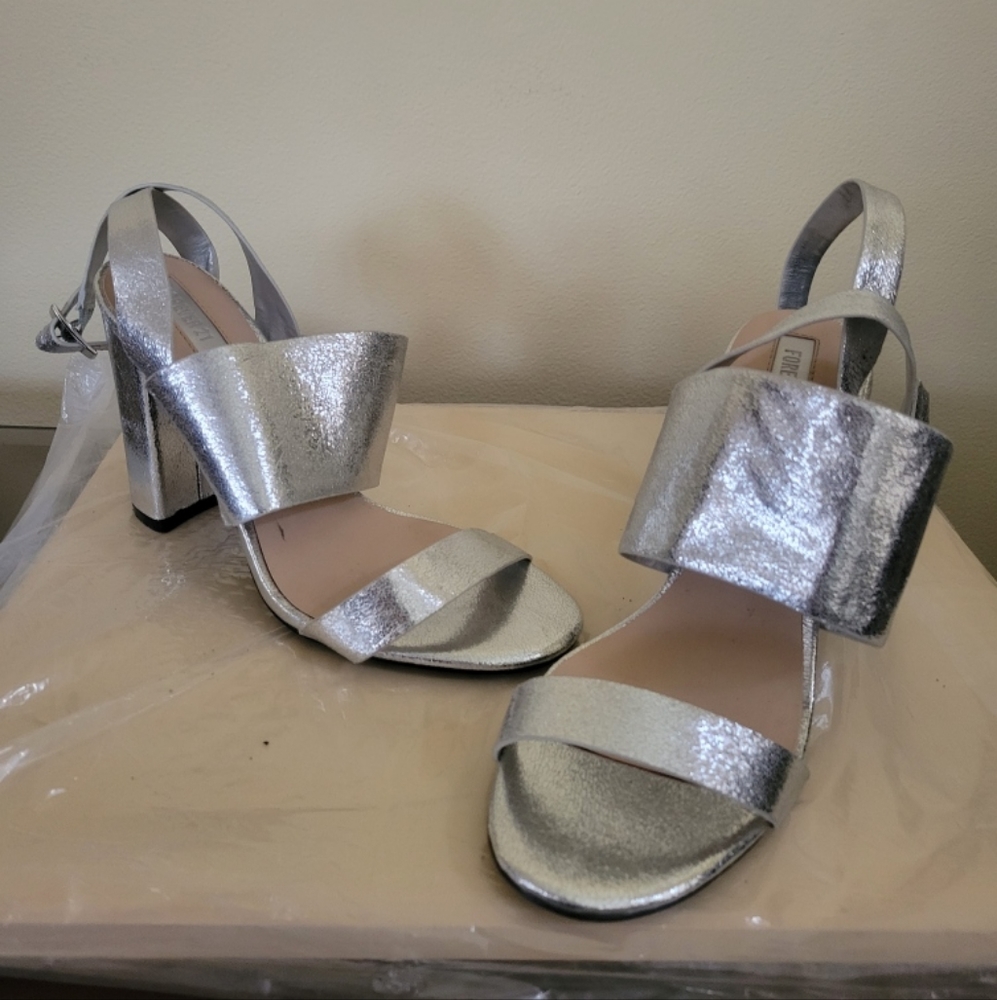 F21 Silver Chunky Block Heels